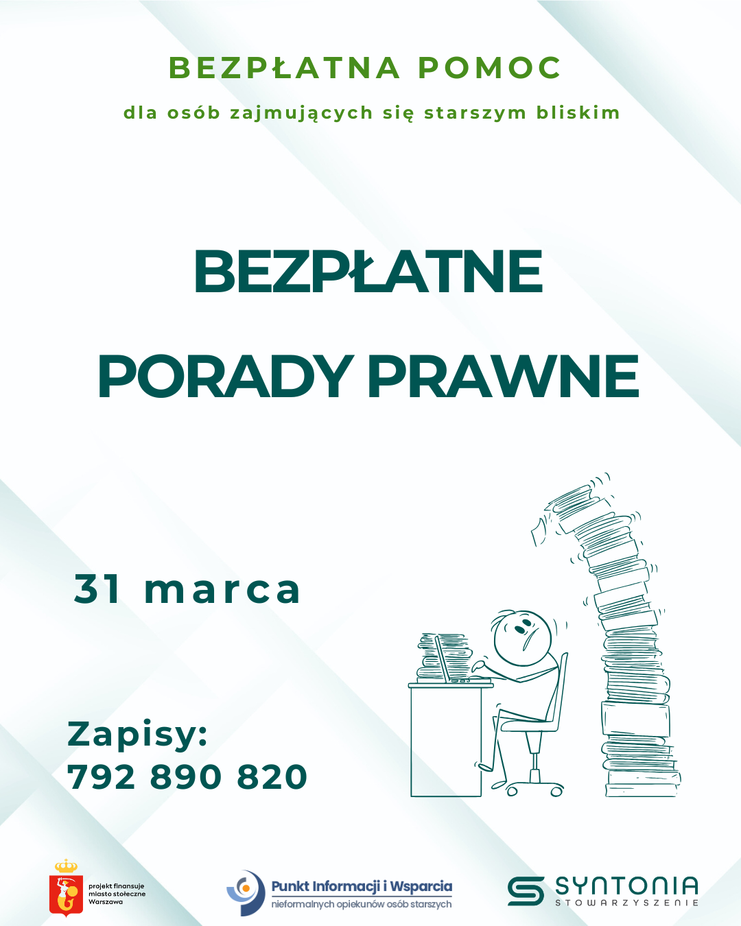 bezpłatne porady prawne dla osób zajmujących się bliskim z demencją, 31 marca, zapisy 792890820