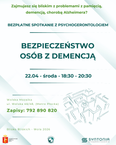 zaproszenie na spotkanie o bezpieczeństwie osób z demencją