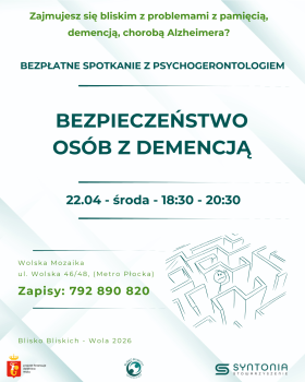 zaproszenie na spotkanie o bezpieczeństwie osób z demencją