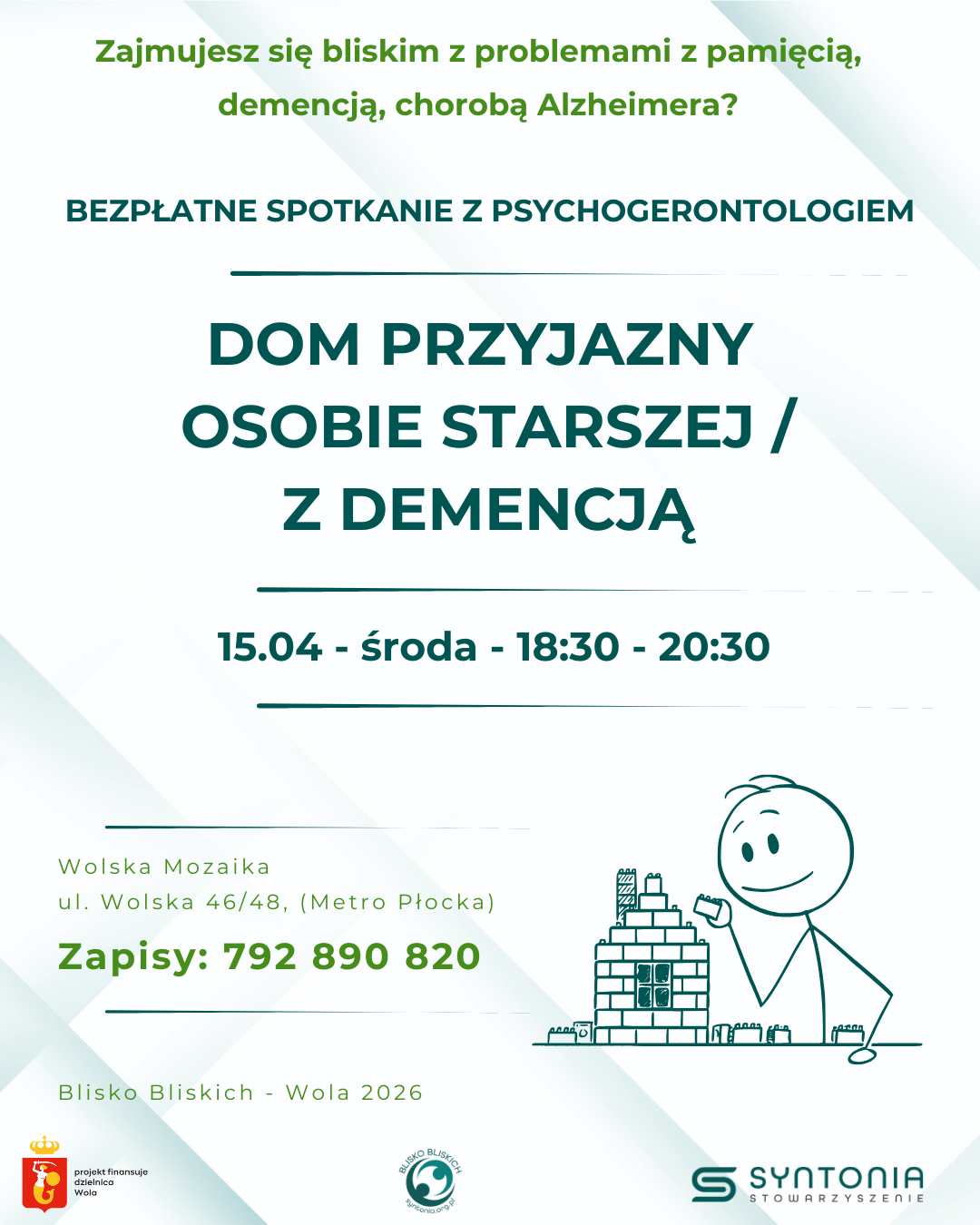 Zaproszenie na spotkanie na temat Jak przystosować dom dla osoby starszej, osoby z demencją