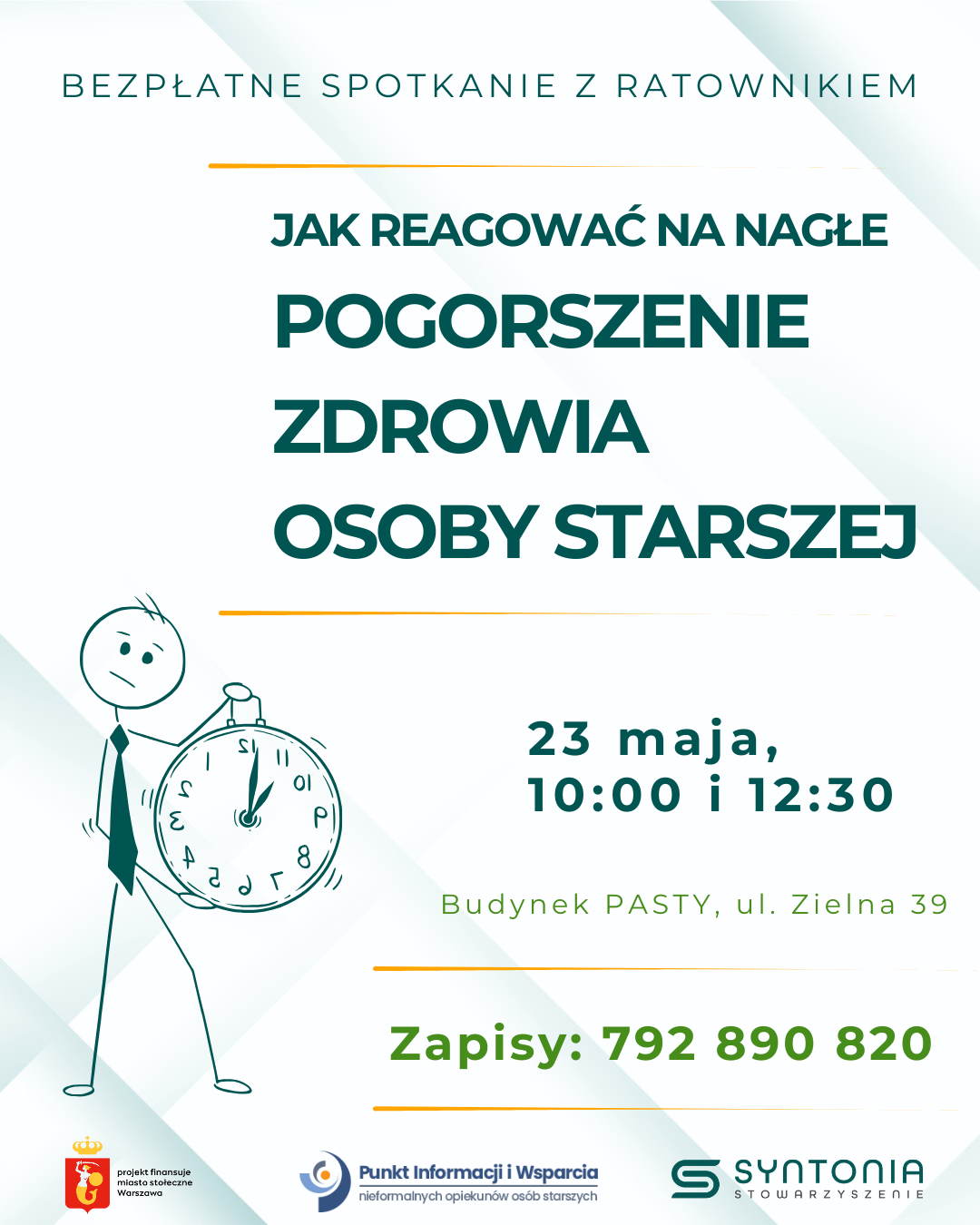 Zaproszenie na szkolenie z ratownikiem medycznym o nagłych stanach zdrowia osób starszych