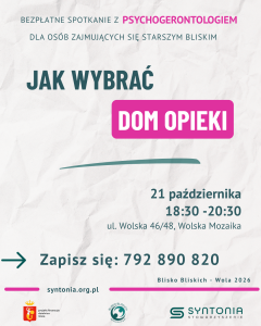 zaproszenie dla opiekunów rodzinnych na bezpłatne spotkanie odnośnie domu opieki dla bliskiego z demencją