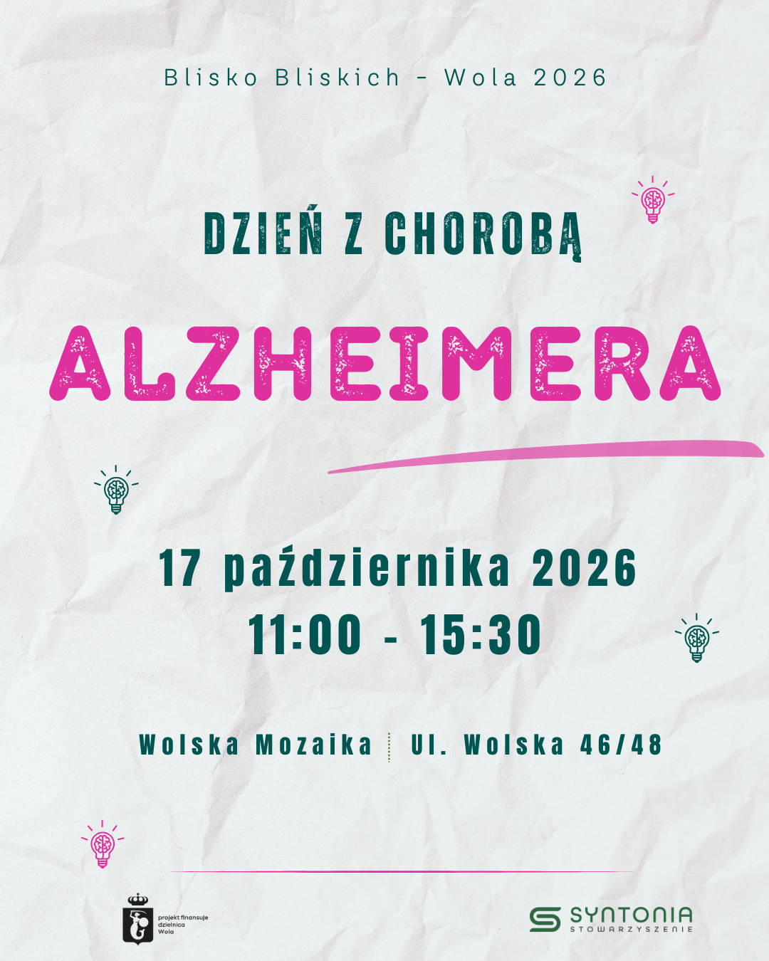 zaproszenie dla opiekunów rodzinnych na dzień z chorobą Alzheimera
