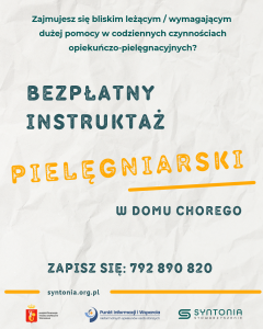 zaproszenie do skorzystania z bezpłatnej pomocy w formie instruktażu pielęgniarki w domu chorego
