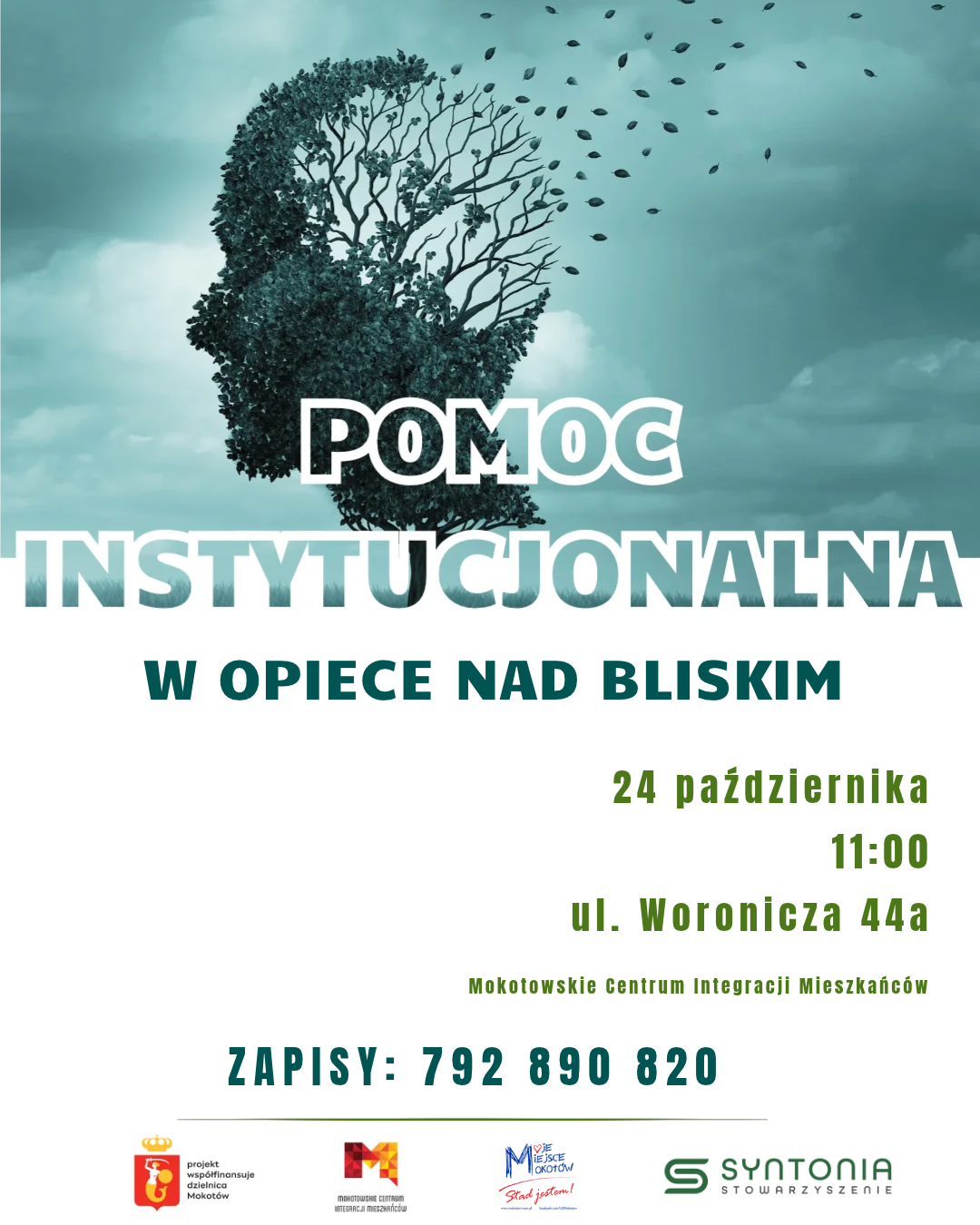 zaproszenie dla opiekunów rodzinnych na bezpłatne spotkanie o pomocy instytucjonalnej w opiece nad bliskim